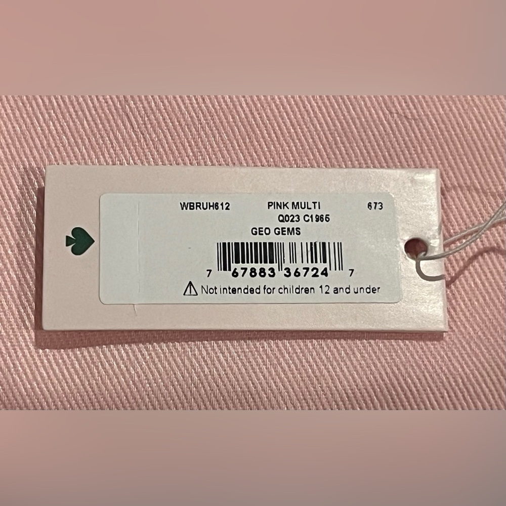kate spade delicate gold tone chain bar necklace pink multi geo gems nwt - Picture 7 of 9